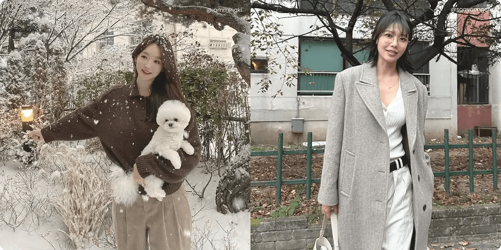 Korean winter styles with pintuck pants