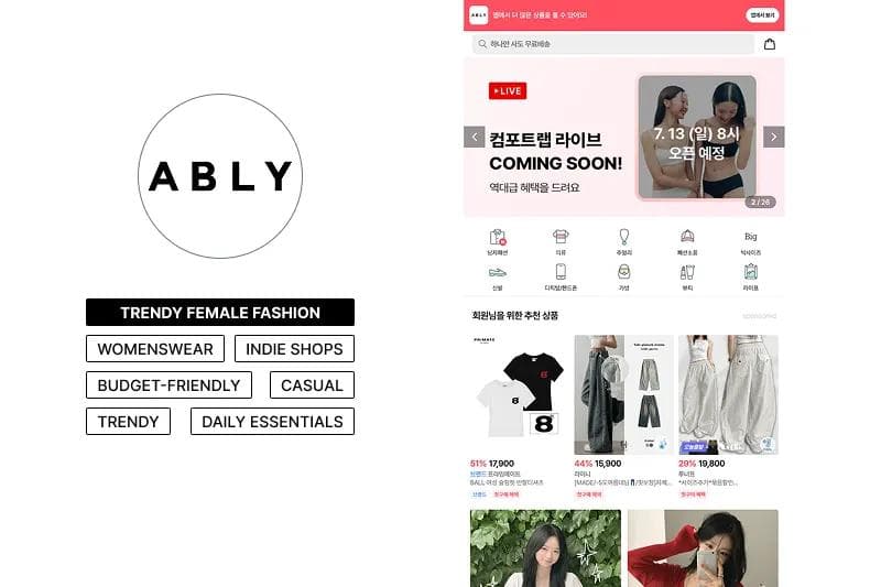 Ably female fashion app to shop Korean clothing online
