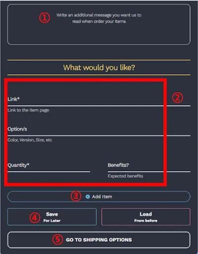 Fill in the details of the item you want