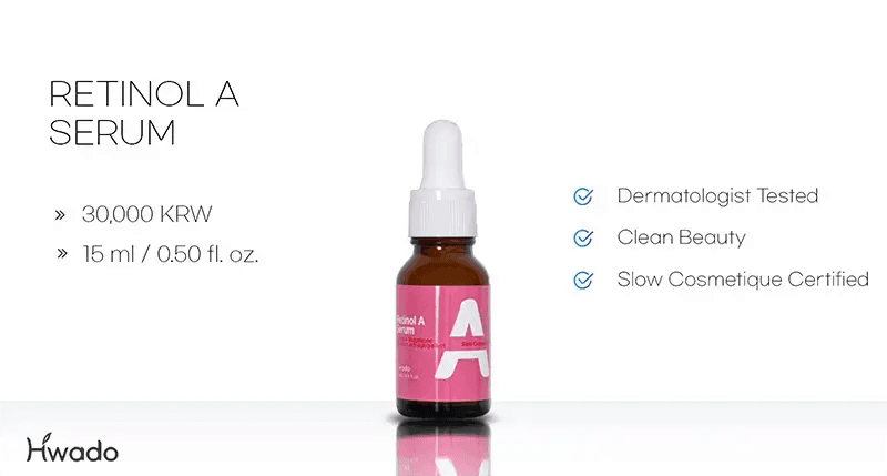 HWADO COSMETIC Retinol A Serum, 15ml, priced at 30,000 KRW.