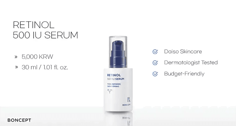 BONCEPT Retinol 500IU Serum, 30ml, priced at 5,000 KRW.
