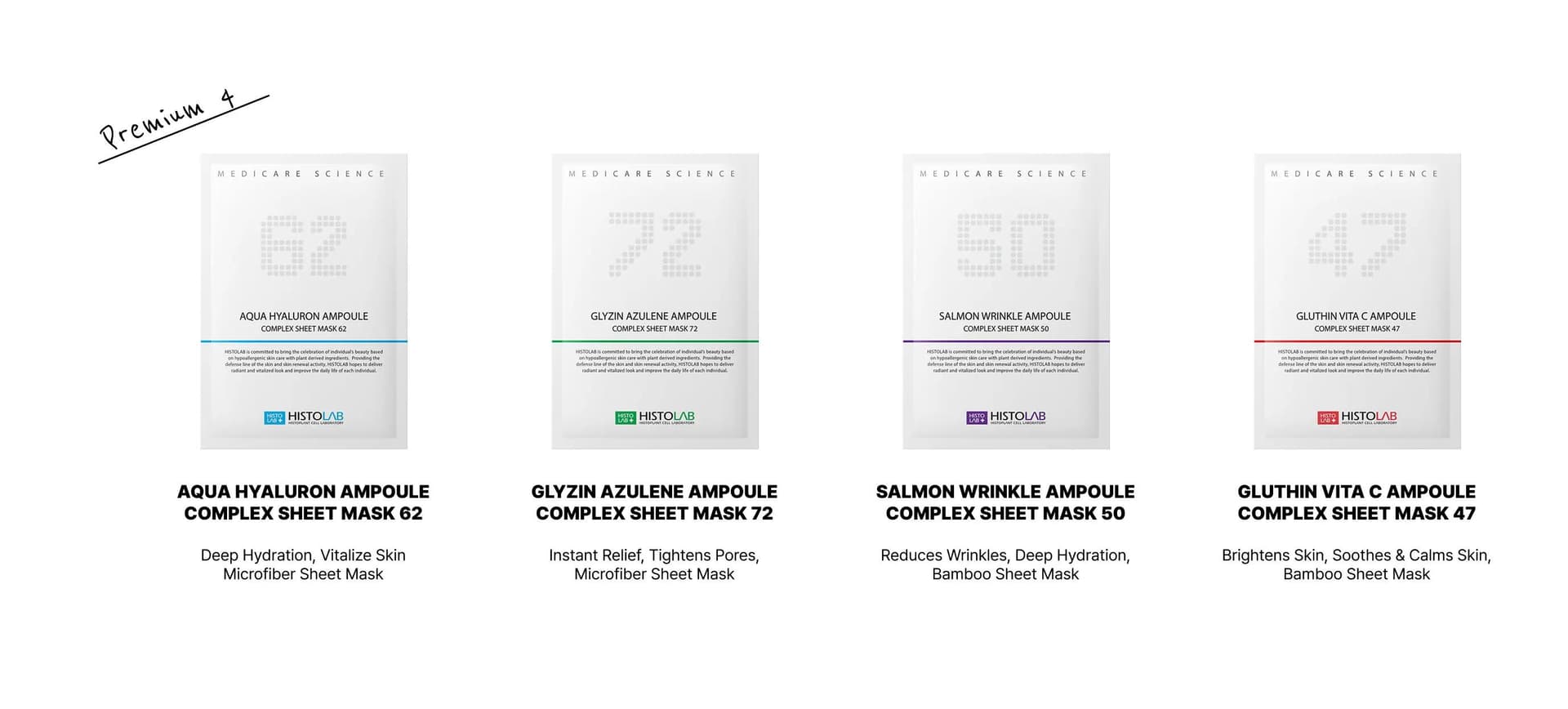 Histolab mask sheets - 4 premium types