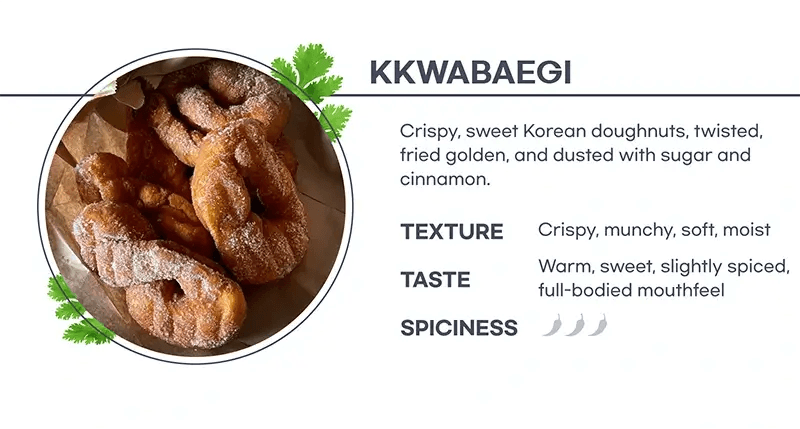 Kkwabaegi, a beloved Korean pastry made from twisted dough, fried to golden perfection and dusted with sweet cinnamon sugar.