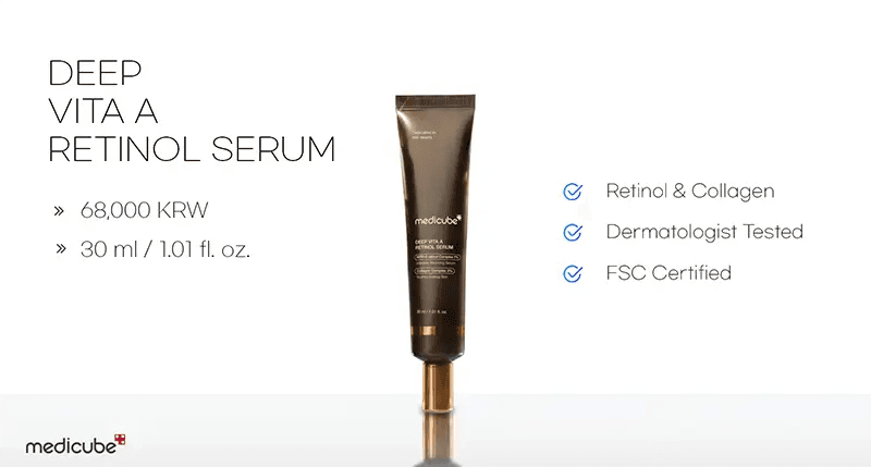 MEDICUBE Deep Vita A Retinol Serum, 30ml, priced at 68,000 KRW.