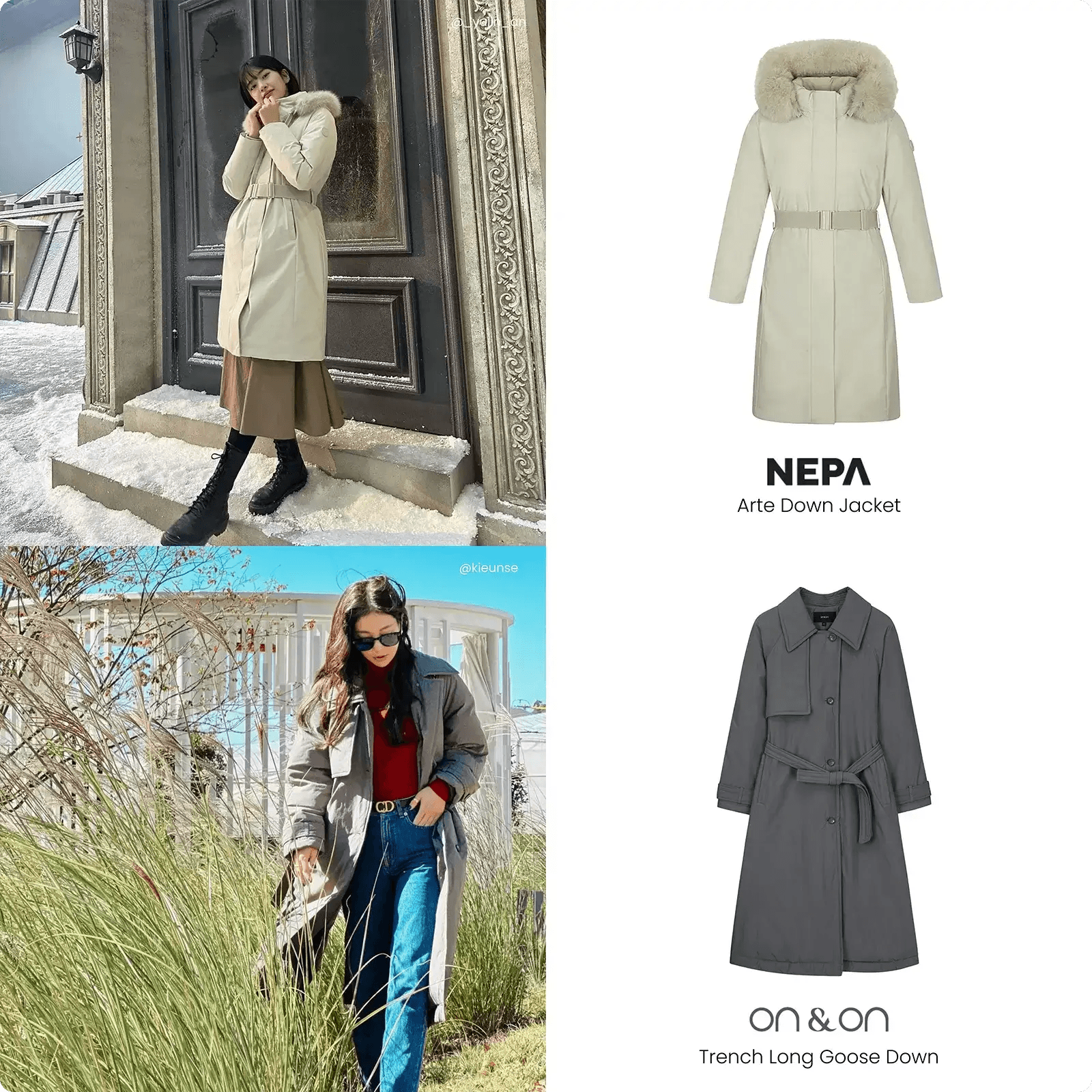 Korean down coats from Nepa and On & On