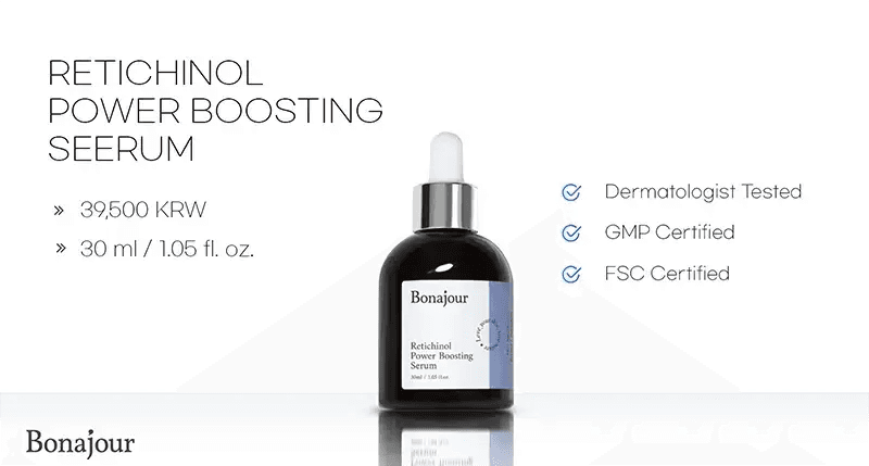 BONAJOUR Retichinol Power Boosting Serum, 30ml, priced at 39,500 KRW.