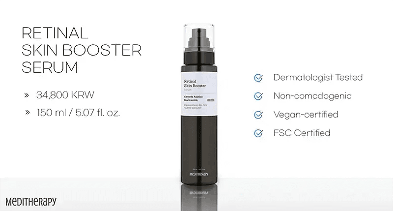 Meditherapy Retinal Skin Booster Serum, 150ml, priced at 34,800 KRW.