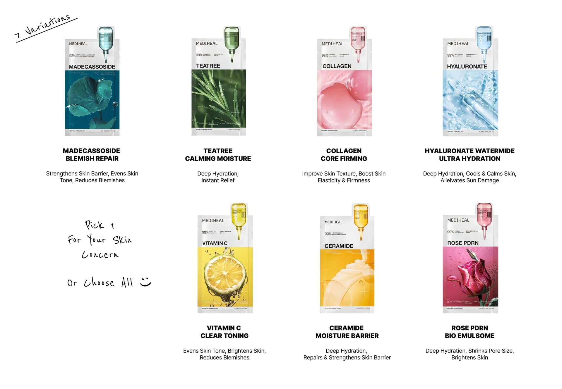 Mediheal sheet masks - 7 types